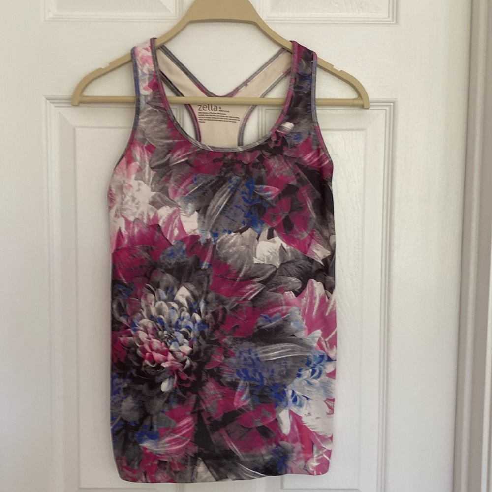 Zella Floral Active Racerback Tank Top Small